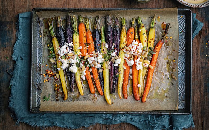 Carottes rôties au miel et à la feta