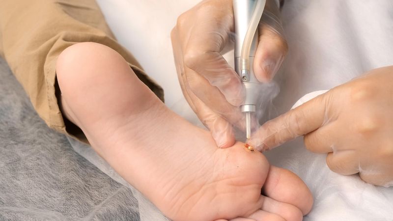 Illustration d'un patient qui a une verrue plantaire