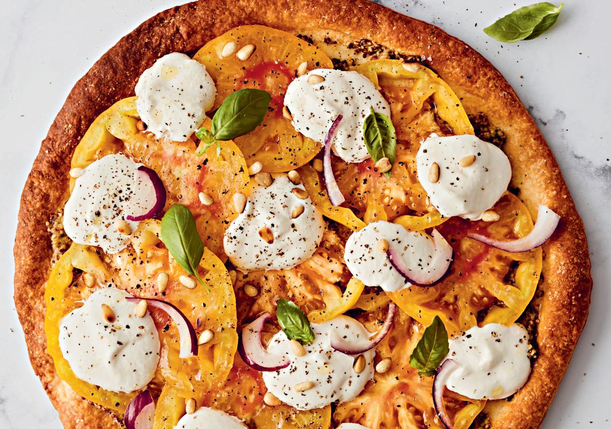 Tarte moutarde au miel et tomates